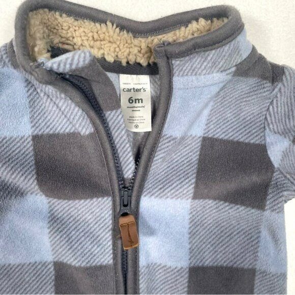 Carter’s Baby Plaid Fleece Jumpsuit Romper 6m Cozy - Picture 3 of 4
